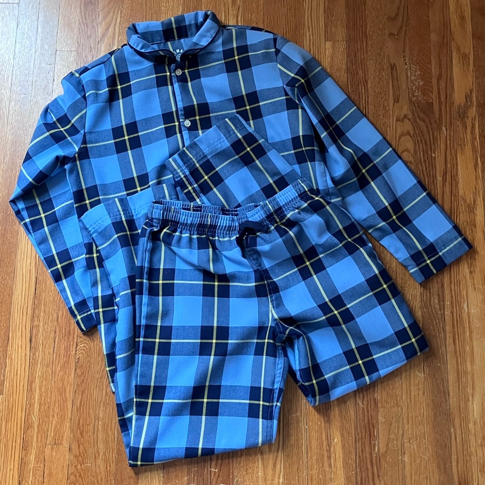 Primary Kids plaid Pj set in cornflower size 12